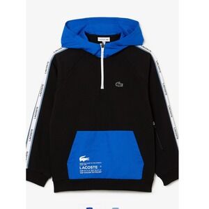 Lacoste Kids Hoodie Black Blue Logo Streetwear Size 14 Unisex Athleisure